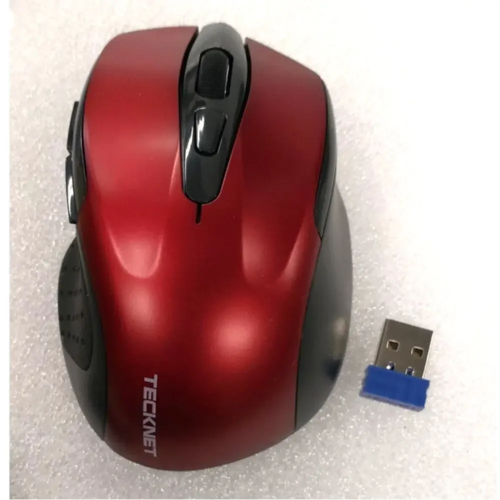 Tecknet M003 Wireless Mouse. Ergonomic. Red. Adjustable DPI. USB Dongle